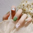thumbnail image 4 of 24 Pcs Faux Ongles Vert Doux Fleur Perle Faux Ongles pour Femmes et Filles Colle Gelée, 4 of 9