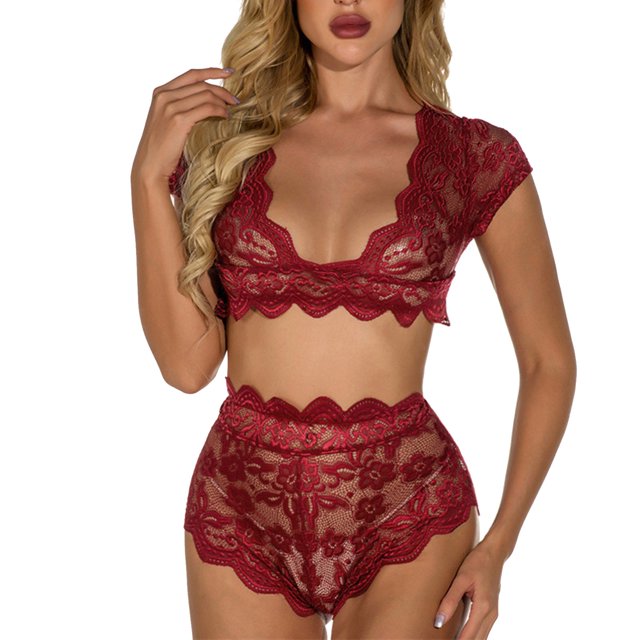 Clearance Sale 2025 Intimates Womens Lace Solid Color Underwear Set Womens Large Split Two Piece Lace Sexy Underwear Set Clearance Deals Overstock Items Clearance