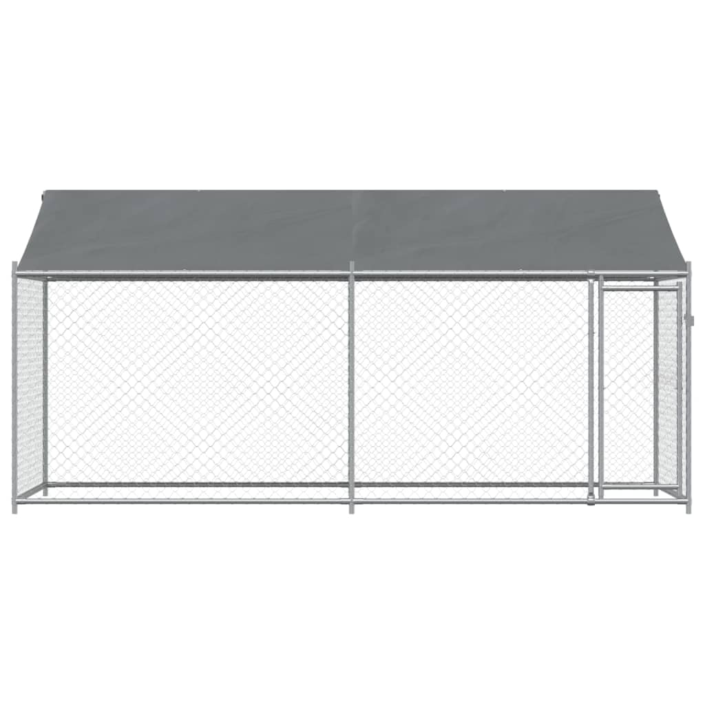 vidaXL Dog Cage with Roof and Door Gray 13.1'x6.6'x6.6' Galvanized Steel