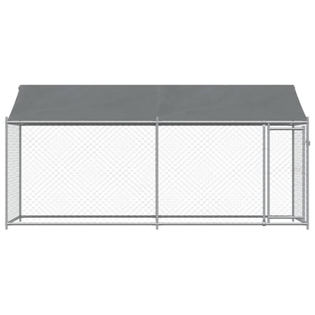 vidaXL 犬用ケージ ルーフ ドア付き グレー 4x2x2 m 亜鉛メッキ鋼Animals   Pet Supplies ペット用品 犬用品 犬小屋・ドッグラン 代引不可
