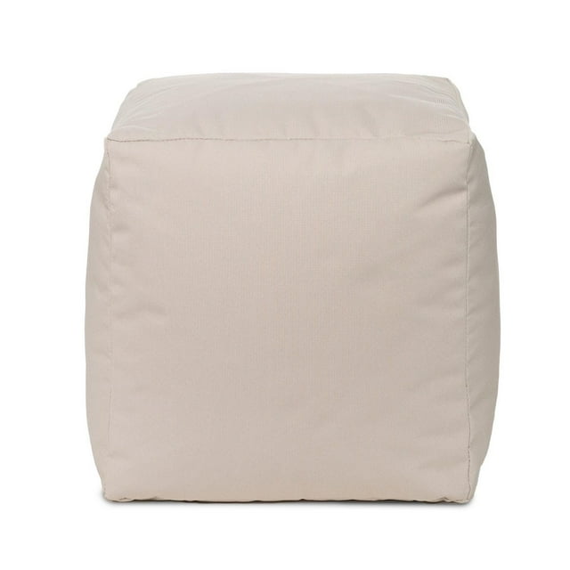 Pouf Gouchee Home Cube Soleil extérieur/intérieur beige – Pouf cube imperméable rembourré de billes de polystyrène, siège moderne et léger pour terrasse, patio ou salon