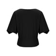 thumbnail image 6 of Stichou Womens Going Out Tops Oversized Casual Short Sleeve Tee Smocked 2026 Summer Fashion Round Neck Solid Loose Fit Oversized Women Tee Black M, 6 of 6