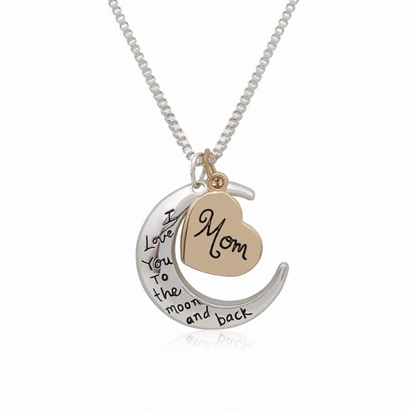 Sdmnsg-T Mom Necklace for Women Mom I Love You to The Moon and Heart Pendant Necklace Birthday Presents for Mom Christmas Gifts from Daughter Son