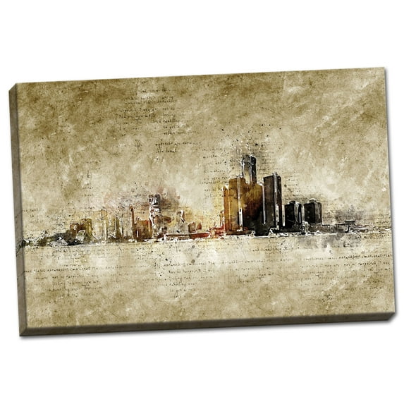 Gango Home Decor Horizontal Detroit by Incado (Ready to Hang); One 24x16in Hand-Stretched Canvas