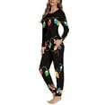 thumbnail image 3 of Renewold Christmas Pajamas for Family Matching PJ's Sets with Long Sleeve Tee Pants Set of 2 Colorful Lights Women Scoop Neck Loungewear Nightgown Size 3XL, 3 of 5