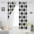 thumbnail image 3 of Black and White Gray Lattice Geometry Blackout Curtains, Diamond Checker Concise Print Curtain, Grommet Curtains for Living Room/Bedroom 26"W x 45"L (Pack of 2), 3 of 6