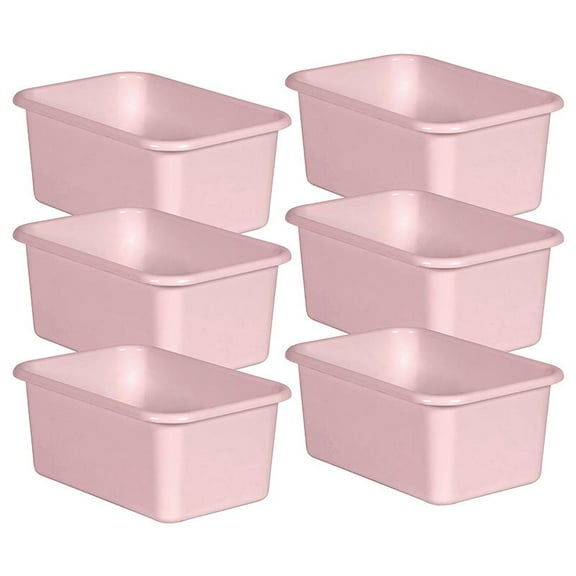 Teacher Created Resources Blush Small Plastic Storage Bin, Pack of 6