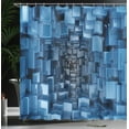 thumbnail image 4 of Ambesonne Abstract Shower Curtain, Digital Geometric Cubes, 69"Wx84"L, Blue, 4 of 5