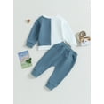 thumbnail image 4 of GXFC Toddler Baby Boys Fall Contrast Color Outfits Newborn Boys Long Sleeve Patchwork Sweatshirt and Elastic Pants Infant Boys Autumn Two Piece Set 0-3T, 4 of 9
