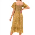 thumbnail image 3 of Vestidos Florales de para Mujer, Estilo Bohemio, Informal, de Verano, con Mangas Abullonadas, Estilo Occidental, MY112 Amarillo L, 3 of 7