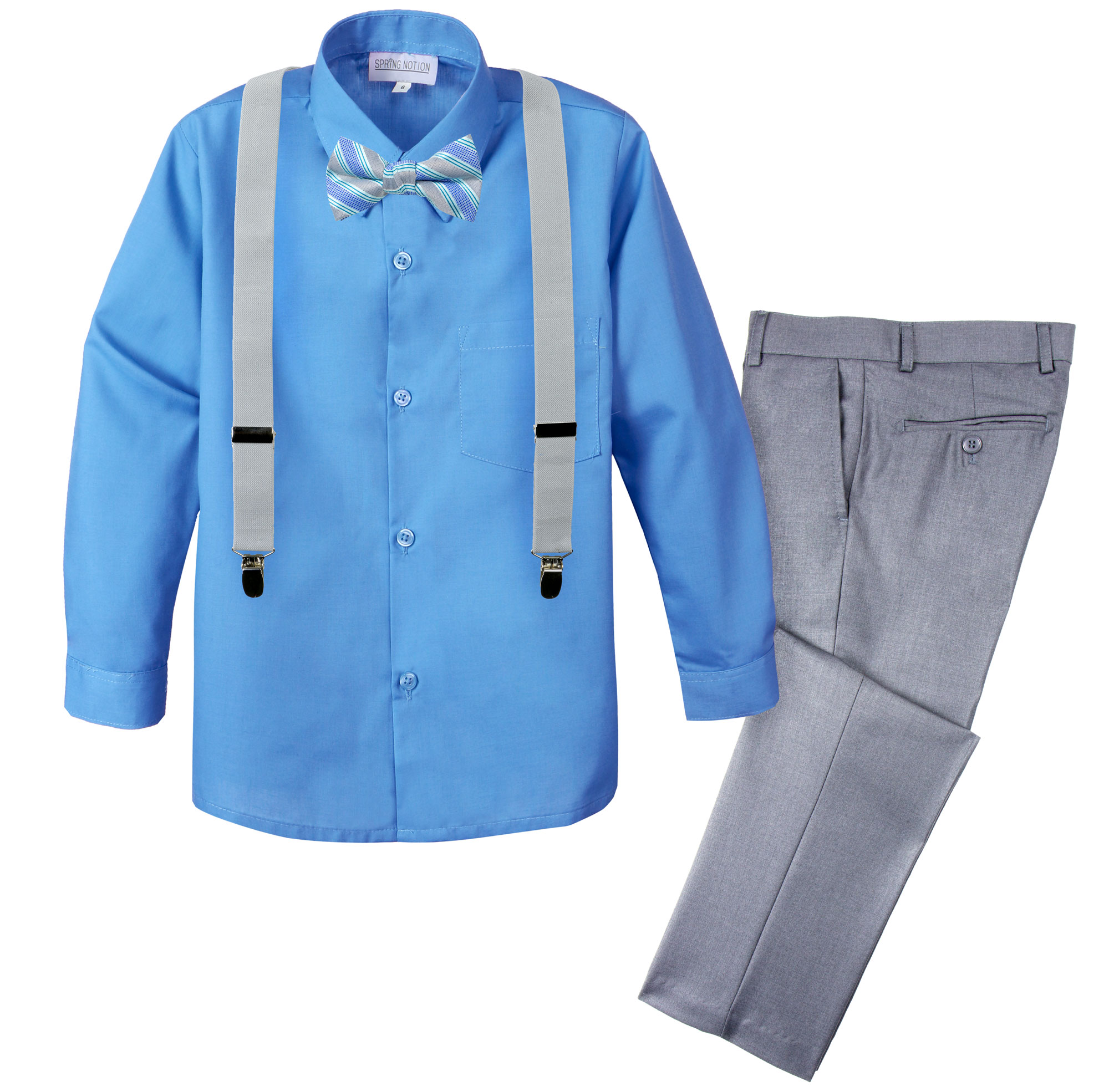 Spring Notion Boys' 4Piece Patterned Dress up Pants Set