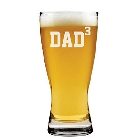 Dad Glass Cube - 15 oz Beer Pilsner Glass DAD x3 Cubed Father of 3
