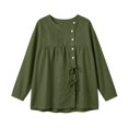 thumbnail image 6 of Klisyaur Womens Crew Neck Shirts Side Button Up Long Sleeve Tunic Tops Casual Loose Comfy Fall Winter Blouses, 6 of 8