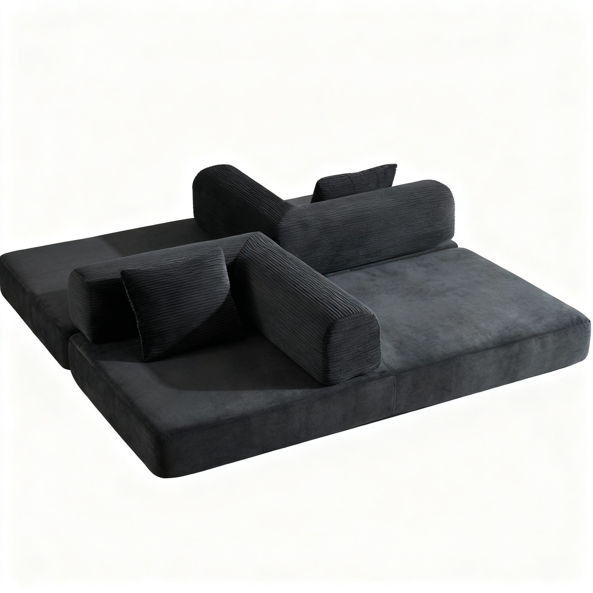 Leumius 78 Inch Convertible Sleeper Sofa Bed,Folding Floor Mattress Couch with Fixed-Shape Frame,Futon Boneless Couch Lounge Loveseat with Pull Out Bed, No Assembly Required,Antique Gray