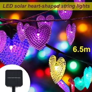 Lumières à cordes solaires en forme de cœur 30 LEDs solaire alimenté lumière décorative jardin lumières extérieures décoratives solaires avec 8 Modes d'éclairage pour les décorations de soirée de patio de jardin