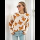 thumbnail image 4 of Suéteres de Punto con Estampado de Mariposas para Mujer, Informales, de Larga y Cuello Redondo Albaricoque L, 4 of 10