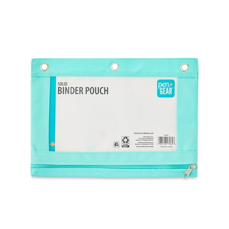 Pen+Gear Solid Polyester Binder Pouch Pencil Case, Teal, 10.25" x 7.25"