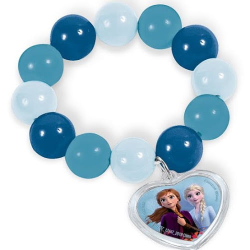 Girls Party Bag Fillers 6 FROZEN Themes Blue 6mm Beads Stretchable Bracelets