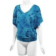 thumbnail image 4 of Made by Johnny Women's V-Neck Short Sleeve Tie Dye Drape Dolman Top XL TEAL, 4 of 6