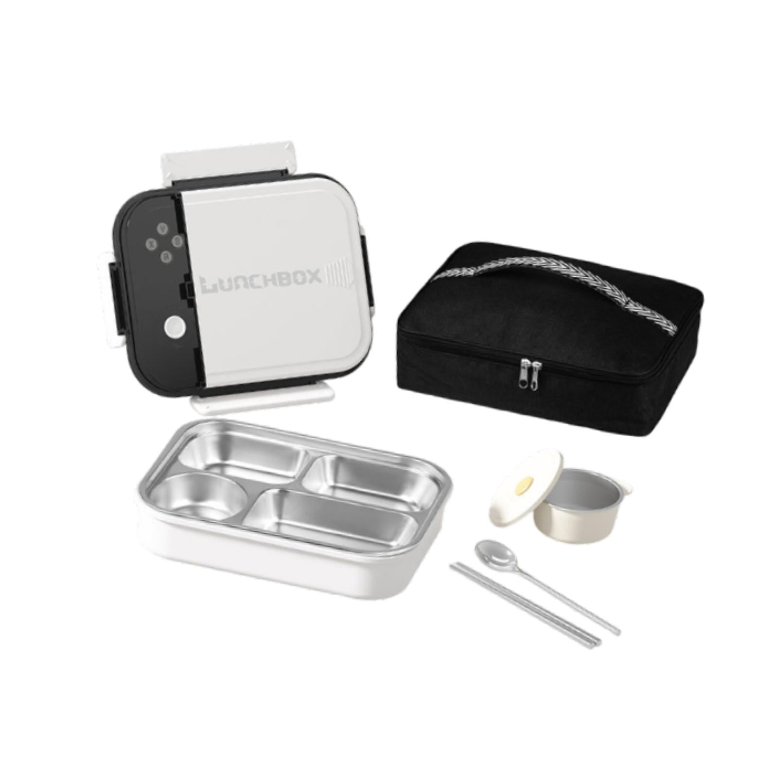 Fiocias Thermal Bento Box 4 Sided Lock Storage Case Bag Food Container for Office Work H white