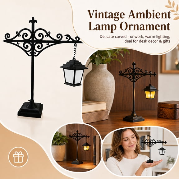 Library Lantern-Decorative Bookshelf Lighting Book Shelf Lamp Lights for Indoor Home Library Reading Nook Bookcase Novelty LED Night Light Vintage Table Desk Luminaires Studious Room Ornament A
