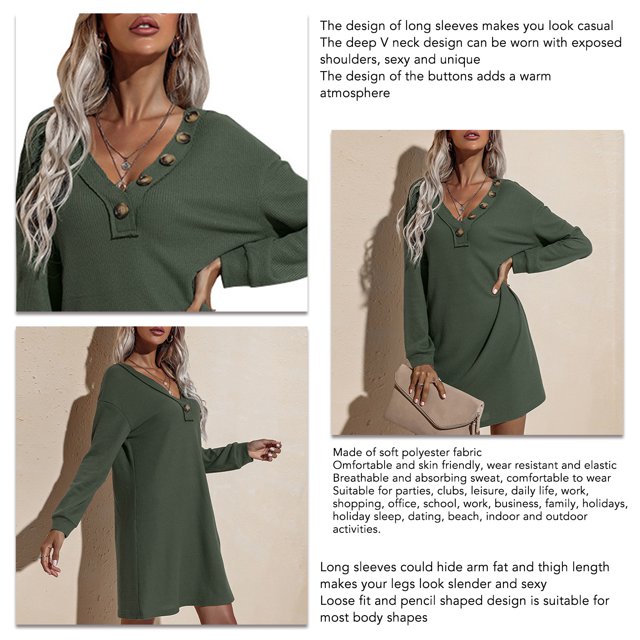 Vestido De Tubo Corto De Punto, Vestido De Jersey De Manga Larga Poliéster Ajuste Holgado Sexy Para Fiestas ANGGREK Otros