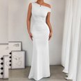 thumbnail image 2 of Women's Off-Shoulder Collar Waist Pleated Sleeveless Sexy Dress, 2 of 6