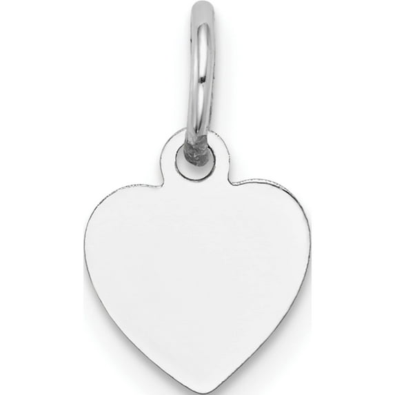 14K White Gold Plain .018 Gauge Engravable Heart Charm (14 X 9) Made In United States xwm115/18