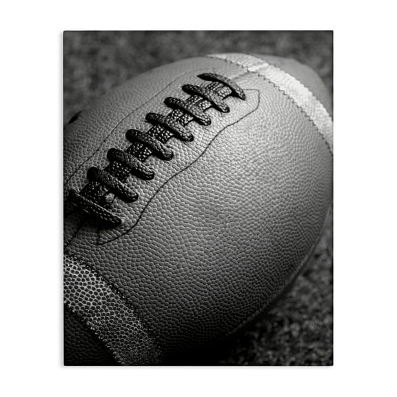 Stupell Industries Close Up Football Sports Photography Wrapped Canvas Art Print Wall Art, 16 x 20