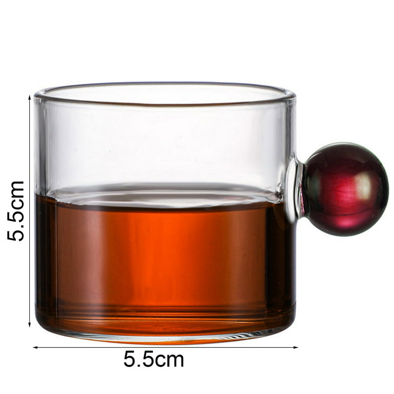 Short Drinking Glasses (120ml), with Wooden Base, for Tea, Coffee