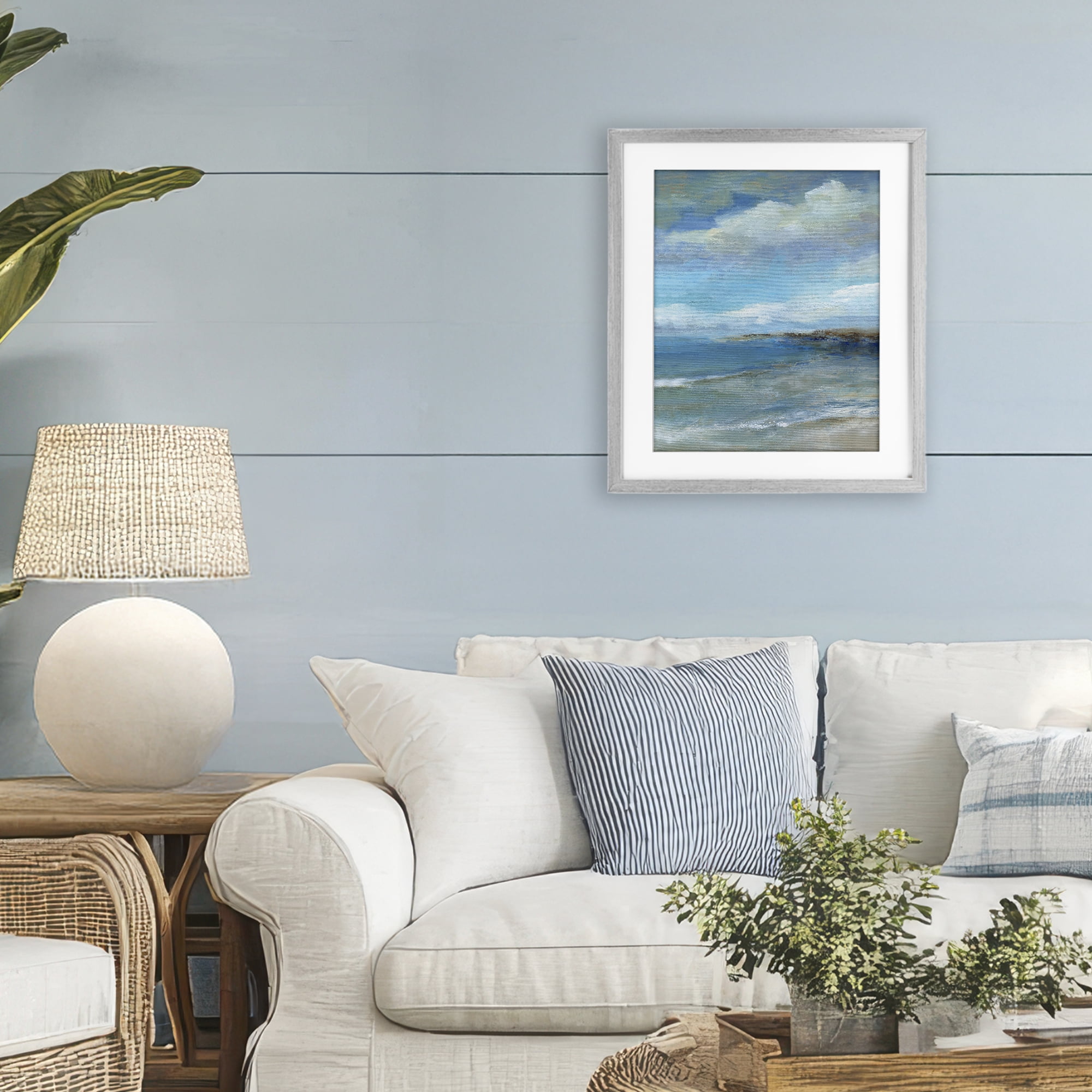 Stupell Industries Shore's Calm Breeze Gray Framed Print Under Glass, design by Carol Robinson