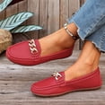 thumbnail image 4 of Women's Fashionable Casual Wear Versatile British Style Plus Size Loafers With Metal Chain Round Toe Flat Sole Pumps Comfortable Slip On Gifts, 4 of 9