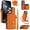 Orange, variant on For Apple iPhone 17e / 16e RFID Blocking Wallet Case Magnetic Flip Cover Multi-Card Slots Zipper Pocket With 360 ° Rotating Ring Holder Detachable Shoulder Strap And Wrist Strap,Black