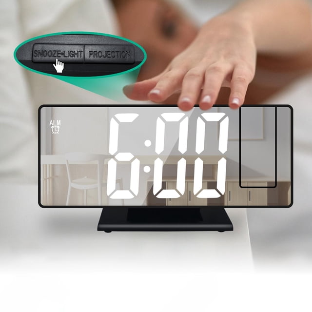 Reloj Despertador de proyección Colco Reloj de espejo de temperatura negro