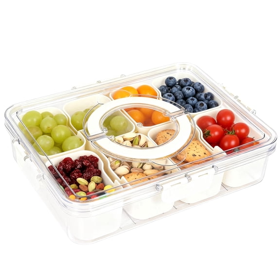 YOYTOO Snack Box Container 8 Compartment Divided Snackle Boxes Containers Lunch Box with Lids & Handles