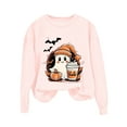 thumbnail image 4 of Thanksgiving Sweatshirt Women Pumpkin Coffee Graphic Sweatshirts Cute Halloween Shirts Fall Crewneck Sweatshirt Pink XXL, 4 of 5