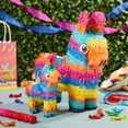 thumbnail image 2 of 4-Piece Set Small and Mini Donkey Pinata with Stick and Blindfold for Birthday Party, Mexican Fiesta, Cinco de Mayo, 2 of 10