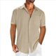 thumbnail image 1 of Camisas de Corta con Botones para Hombre, Camisas Casuales de Moda para Playa y Verano. Caqui XL, 1 of 3