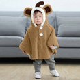 thumbnail image 2 of CAICJ98 Toddler Baby Poncho Coat Cute Fleece Hoodie Cloak Jacket Coat Winter Car Seat Jacket Outwear for 1-3 Year Boys Girls (Khaki,0-3 Months), 2 of 5