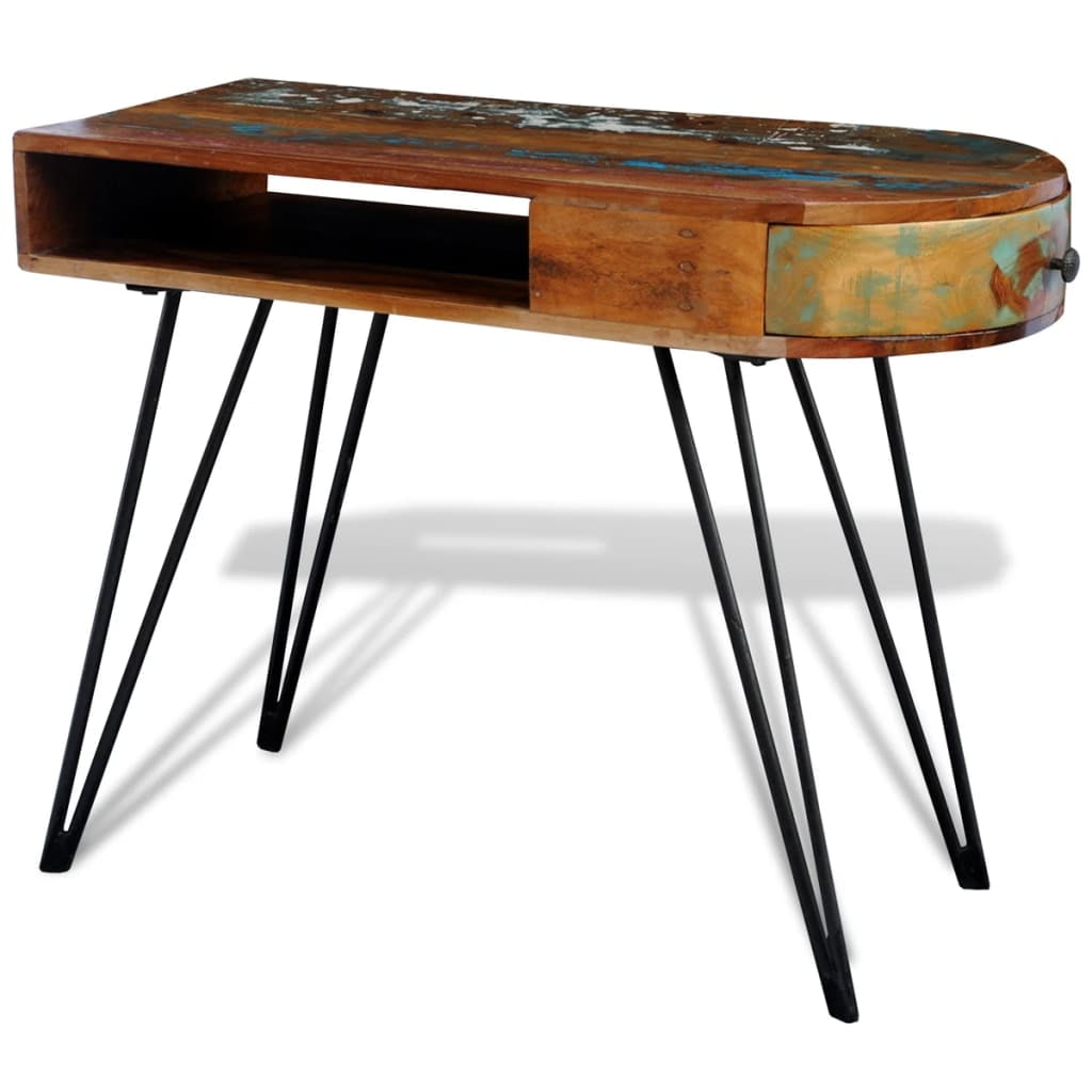 vidaxl reclaimed wood desk with iron legs