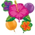 thumbnail image 2 of Anagram Summer Hibiscus Flower Colorful Luau Party Bouquet 5pc Foil Balloons, 2 of 4