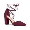 thumbnail image 1 of BLISSFUL STEP Women's Pointy Toe Chunky Heels Lace Up Pumps, 1 of 7