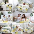 thumbnail image 5 of 3 Piece Yellow Geometric Duvet Cover Set Queen Size,Microfiber Comforter/Quilt Cover with Corner Ties and 2 Pillowcases,Middle Century Modern Abstract Art All Season Soft Bedding with Zipper Closure, 5 of 8