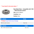 thumbnail image 2 of Rear Brake Rotor - Compatible with 1982 - 1988 Chevy Camaro 1983 1984 1985 1986 1987, 2 of 2
