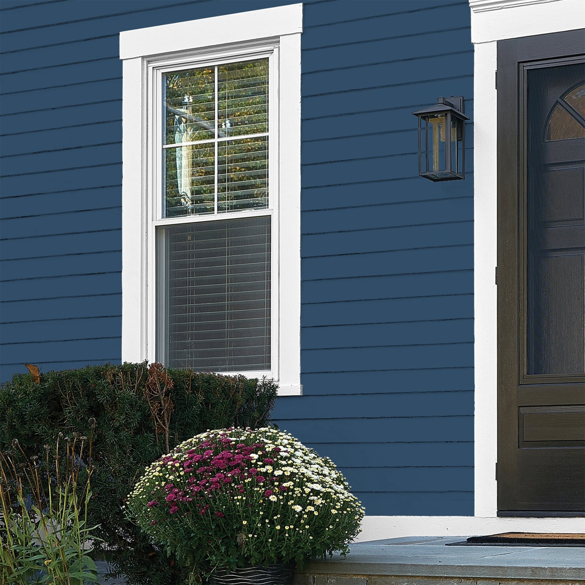 Glidden One Coat Blueberry Pie / Blue Flat Exterior Paint with Primer, 1 Gallon