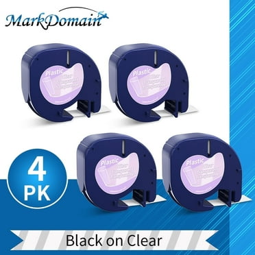 4 Pack Markdomain Compatible for Dymo Clear Transparent Label Tape Plastic Letratag Refills 12mmx4m Tape 16952