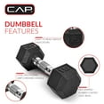 thumbnail image 7 of CAP Barbell, 70lb Rubber Hex Dumbbell, Single, 7 of 7