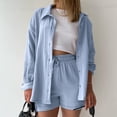 thumbnail image 2 of Baywell Oversized Button Down Shirts for Women, Casual Long Sleeve Blouses Summer Tops Tunics Light Blue M-2XL, 2 of 4