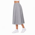 thumbnail image 2 of Women's Knit A-Line Midi Skirt with Side Pockets Elastic High Waist Loose Fit Casual Skirt for Work Daily Wear, 2 of 7