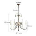 thumbnail image 2 of LNC 5-Light French Country Distressed White Candle shade and Bronze Empire LED Chandelier, 2 of 11